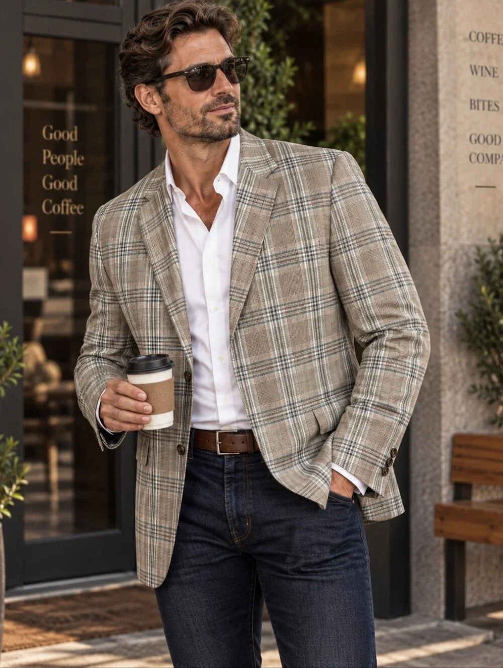 Tasso Elba Men's XL Plaid Cotton Blazer Sport Coat Preppy Ivy Business Casual